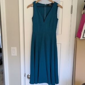 Lulu's Teal V-Neck Midi Dress